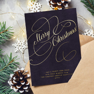 Tarjeta Festiva Con Relieve Metalizado Feliz Navidad a la empresa elegante
