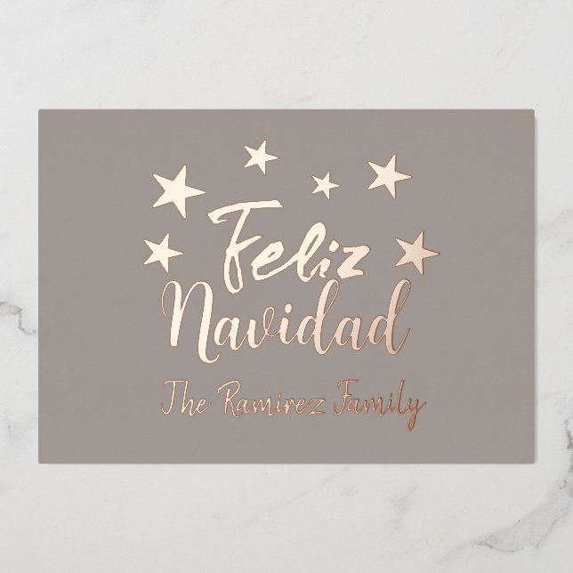 Tarjeta Festiva Con Relieve Metalizado Feliz Navidad a la familia de Navidades modernos (Anverso)