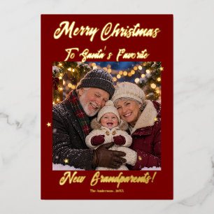 Tarjeta Festiva Con Relieve Metalizado Feliz Navidad Abuelo y Abuela