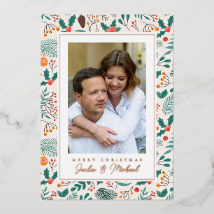 Tarjeta Festiva Con Relieve Metalizado FELIZ NAVIDAD Agrega tu foto