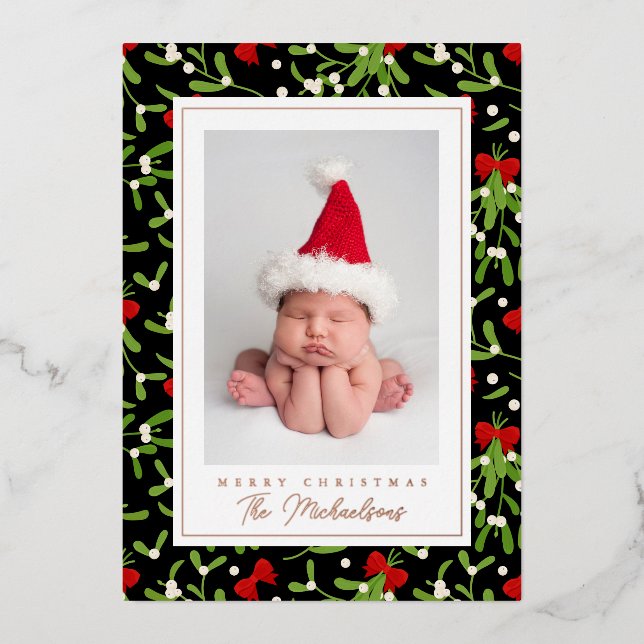 Tarjeta Festiva Con Relieve Metalizado FELIZ NAVIDAD | Agrega tu foto (Anverso)