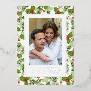 Tarjeta Festiva Con Relieve Metalizado FELIZ NAVIDAD Agrega tu foto