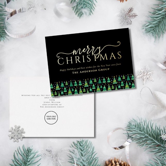 Tarjeta Festiva Con Relieve Metalizado Feliz Navidad Árboles de negocios Relieve metaliza (Subido por el creador)