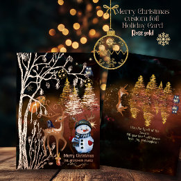 Tarjeta Festiva Con Relieve Metalizado Feliz Navidad Bosque Encantado en Woodland