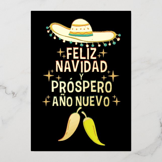 Tarjeta Festiva Con Relieve Metalizado Feliz navidad christmas (Anverso)