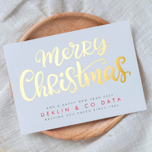 Tarjeta Festiva Con Relieve Metalizado Feliz Navidad con White Premium Operaciones de o