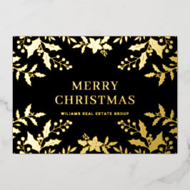 Tarjeta Festiva Con Relieve Metalizado Feliz Navidad Corporativa Greeuse Gold