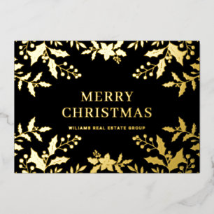 Tarjeta Festiva Con Relieve Metalizado Feliz Navidad Corporativa Greeuse Gold