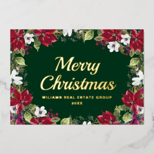 Tarjeta Festiva Con Relieve Metalizado Feliz Navidad Corporativa Greeuse Gold
