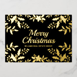 Tarjeta Festiva Con Relieve Metalizado Feliz Navidad Corporativa Greeuse Gold