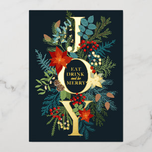 Tarjeta Festiva Con Relieve Metalizado Feliz Navidad Corporativa Greeuse Gold