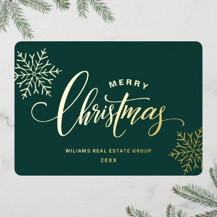 Tarjeta Festiva Con Relieve Metalizado Feliz Navidad Corporativa Greeuse Gold