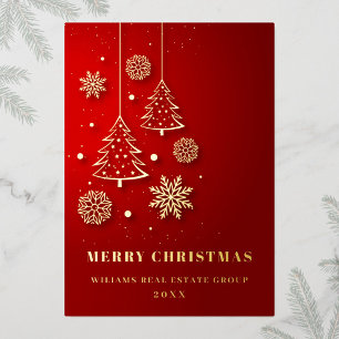 Tarjeta Festiva Con Relieve Metalizado Feliz Navidad Corporativa Greeuse Gold