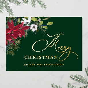 Tarjeta Festiva Con Relieve Metalizado Feliz Navidad Corporativa Greeuse Gold