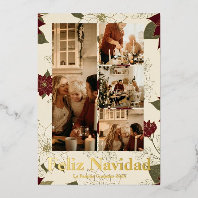 Tarjeta Festiva Con Relieve Metalizado Feliz Navidad Dorado Navidades (Anverso)