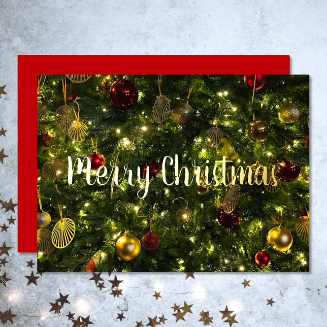 Tarjeta Festiva Con Relieve Metalizado Feliz Navidad Elegante árbol de época (Subido por el creador)