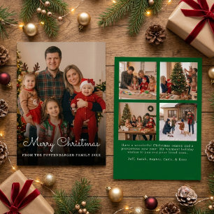 Tarjeta Festiva Con Relieve Metalizado Feliz Navidad Elegante Escritura Blanca 5 Foto