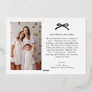 Tarjeta Festiva Con Relieve Metalizado Feliz Navidad Elegante Escritura Familiar Foto