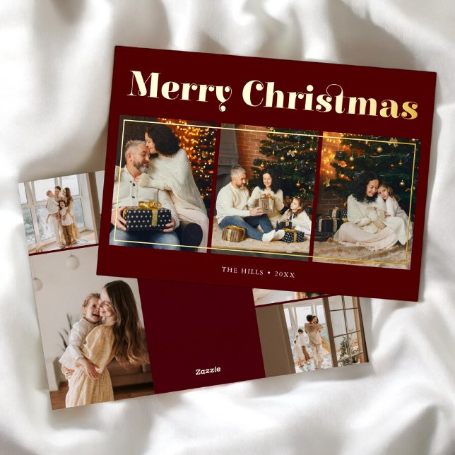 Tarjeta Festiva Con Relieve Metalizado Feliz Navidad Elegante Foto Rojo (Subido por el creador)