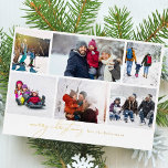 Tarjeta Festiva Con Relieve Metalizado Feliz navidad escrita elegante | 6 COLLAGE DE FOTO<br><div class="desc">Tarjetas de vacaciones de Navidades de Relieve metalizado real - Totalmente editables y Personalizable *Por favor contáctame para cualquier pregunta de diseño</div>