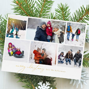 Tarjeta Festiva Con Relieve Metalizado feliz navidad escrito elegante   6 Collage de Foto