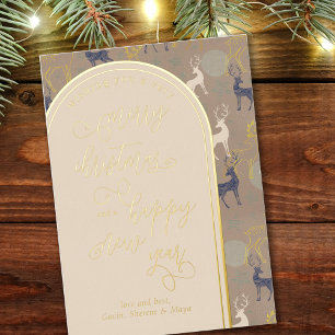 Tarjeta Festiva Con Relieve Metalizado Feliz Navidad Feliz Año Nuevo Estadio Forestal