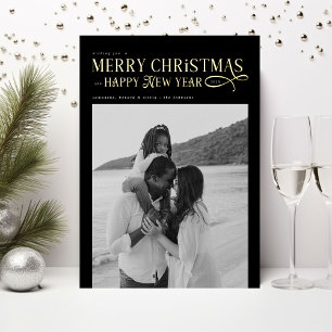 Tarjeta Festiva Con Relieve Metalizado Feliz Navidad Feliz Año Nuevo Familia 2 Fotos