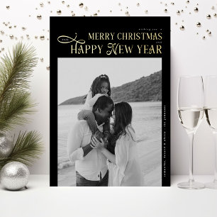 Tarjeta Festiva Con Relieve Metalizado Feliz Navidad Feliz Año Nuevo Familia 4 Fotos