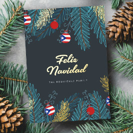 Tarjeta Festiva Con Relieve Metalizado Feliz Navidad - Foto puertorriqueña