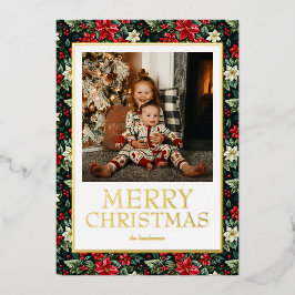 Tarjeta Festiva Con Relieve Metalizado Feliz Navidad Foto Real Gold