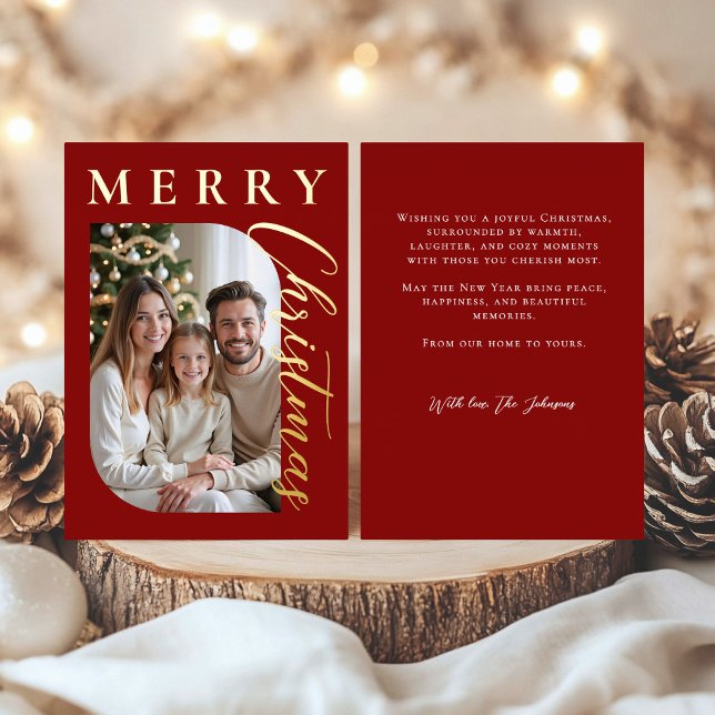 Tarjeta Festiva Con Relieve Metalizado Feliz Navidad Foto Red Gold (Subido por el creador)