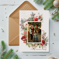 Feliz Navidad Foto Relieve metalizado floral Españ