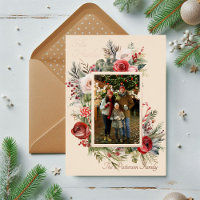 Feliz Navidad Foto Relieve metalizado floral Españ