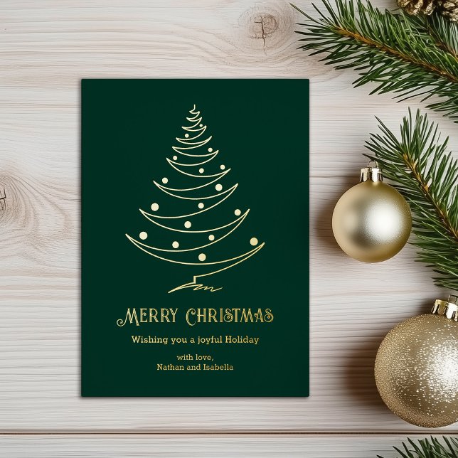 Tarjeta Festiva Con Relieve Metalizado Feliz Navidad Green Gold (Subido por el creador)