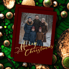Tarjeta Festiva Con Relieve Metalizado Feliz Navidad Grunge y tu foto