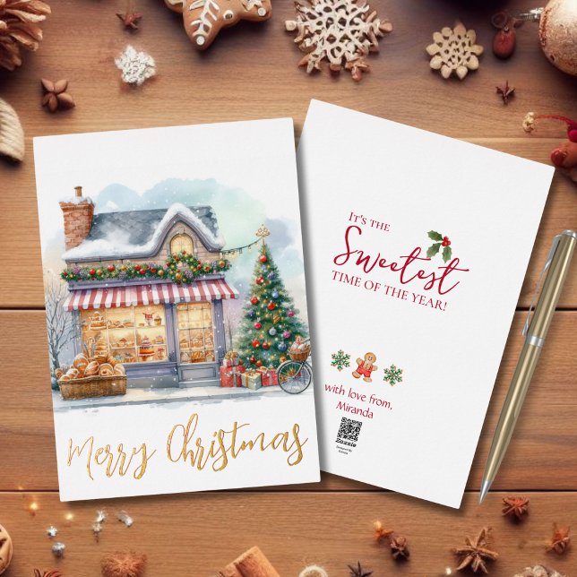 Tarjeta Festiva Con Relieve Metalizado Feliz Navidad Invierno Escenario Oro (Subido por el creador)