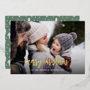 Tarjeta Festiva Con Relieve Metalizado Feliz Navidad Moderna, una foto