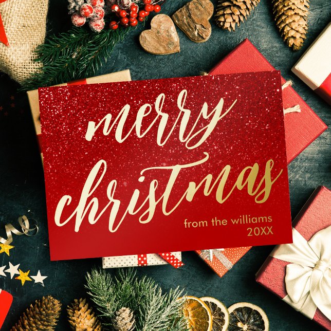 Tarjeta Festiva Con Relieve Metalizado Feliz Navidad Moderno Guión Elegante No Foto (Subido por el creador)