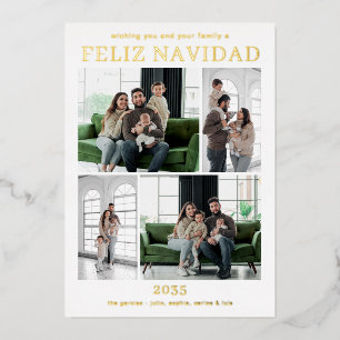 Tarjeta Festiva Con Relieve Metalizado Feliz Navidad Multi Foto Oro
