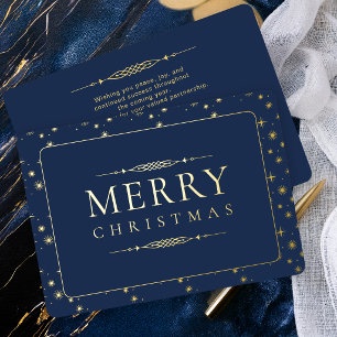 Tarjeta Festiva Con Relieve Metalizado Feliz Navidad Naval Corporativo Empresarial Elegan