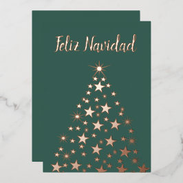 Tarjeta Festiva Con Relieve Metalizado Feliz Navidad Navidad Árboles de árbol de Rosa de