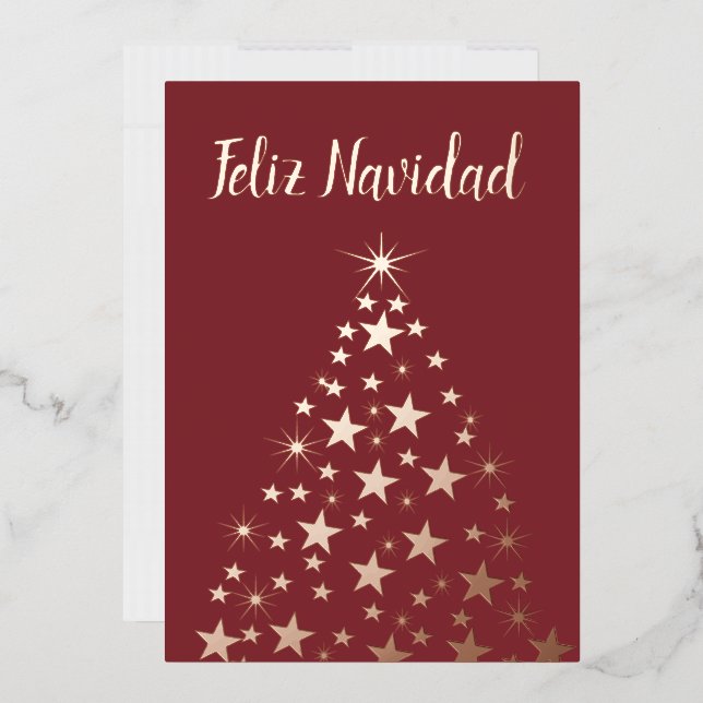 Tarjeta Festiva Con Relieve Metalizado Feliz Navidad Navidad Árboles de árbol de Rosa de  (Sobre)