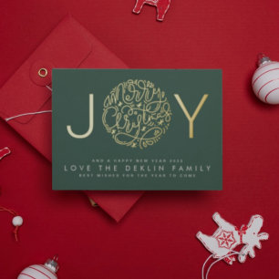 Tarjeta Festiva Con Relieve Metalizado Feliz Navidad Oro ALEGRÍA foto parte trasera Hoja