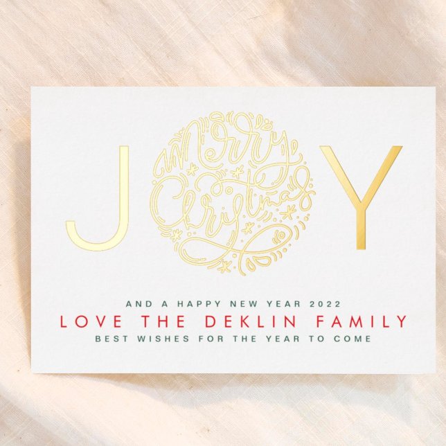 Tarjeta Festiva Con Relieve Metalizado Feliz Navidad Oro JOY foto de vuelta (Subido por el creador)