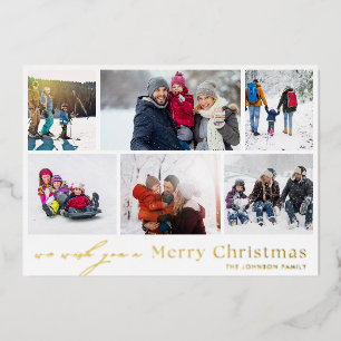 Tarjeta Festiva Con Relieve Metalizado FELIZ NAVIDAD rojo blanco dorado 12 Collage de fot