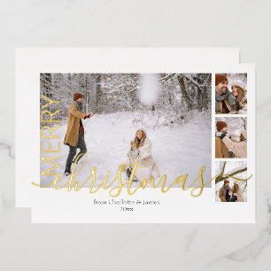 Tarjeta Festiva Con Relieve Metalizado Feliz Navidad Simple Moderno Personalizado
