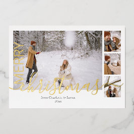 Tarjeta Festiva Con Relieve Metalizado Feliz Navidad Simple Moderno Personalizado