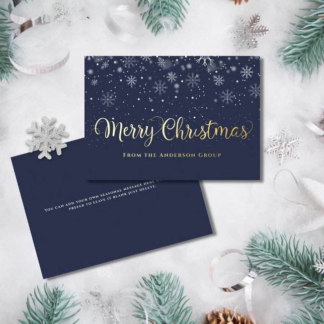 Tarjeta Festiva Con Relieve Metalizado Feliz Navidad Snowflakes Office Business Gold (Subido por el creador)