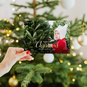Tarjeta Festiva Con Relieve Metalizado Feliz Navidad   Superposición de fotos con brillo 