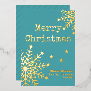 Tarjeta Festiva Con Relieve Metalizado Feliz Navidad Texto de Máquina de Escribir Elegant